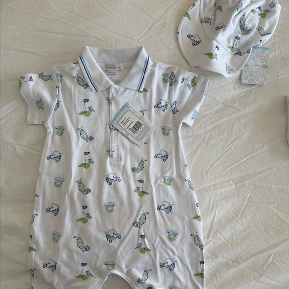 NWT Kissy Kissy Short Playsuit & Hat - Golf Pattern (blue, green, white) - Picture 1 of 3